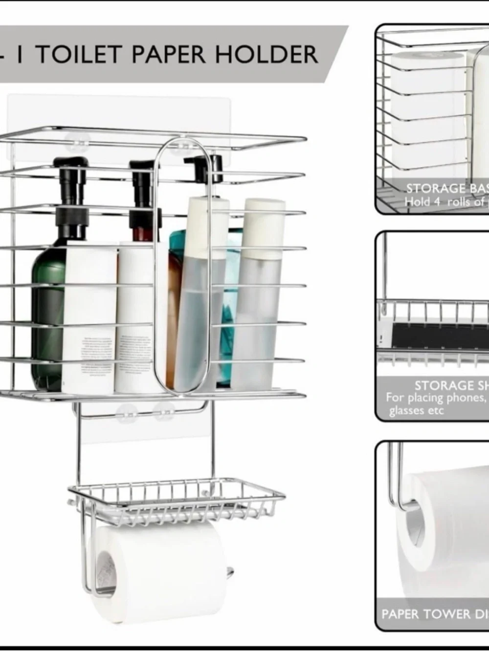 Chrome Toilet Organizer / Shower Caddy